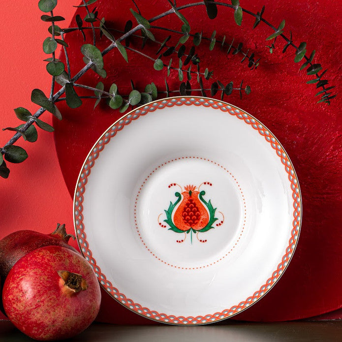 Istanbul Porcelain Nar Fine Bone Deep Plate Red 22 cm