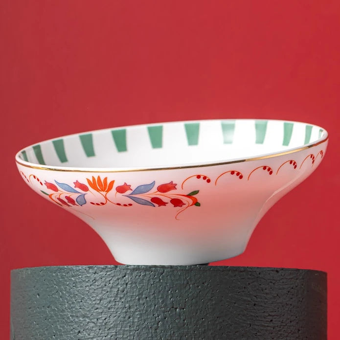 Istanbul Porcelain Nar Fine Bone Bowl Green 14 cm