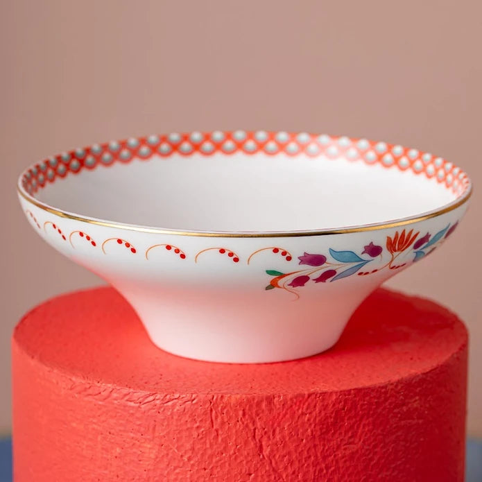 Istanbul Porcelain Nar Fine Bone Bowl Red 14 cm