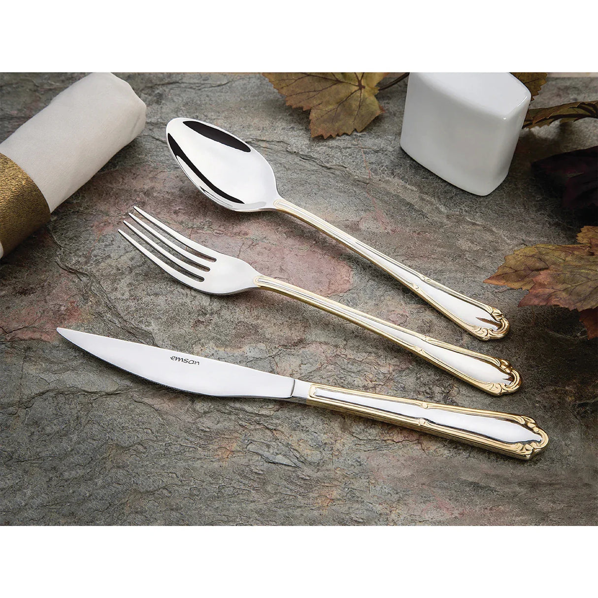 Emsan Alya 84-Piece Cutlery Set for 12 People with Luxury Box
(includes forks, spoons, and knives) - Emsan Jordan