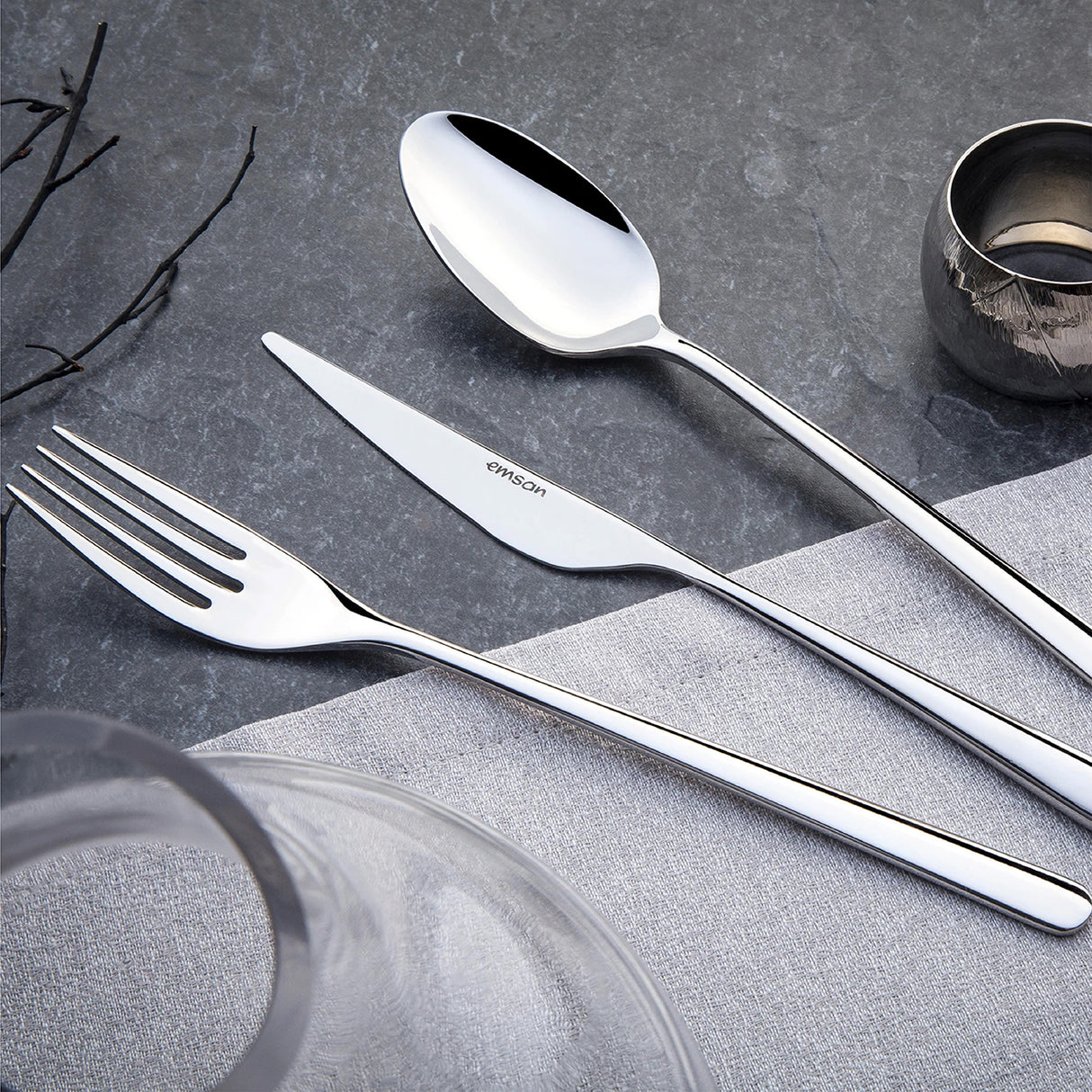 Emsan Elegance Bello 84-Piece Cutlery Set for 12 People – Luxury Boxed