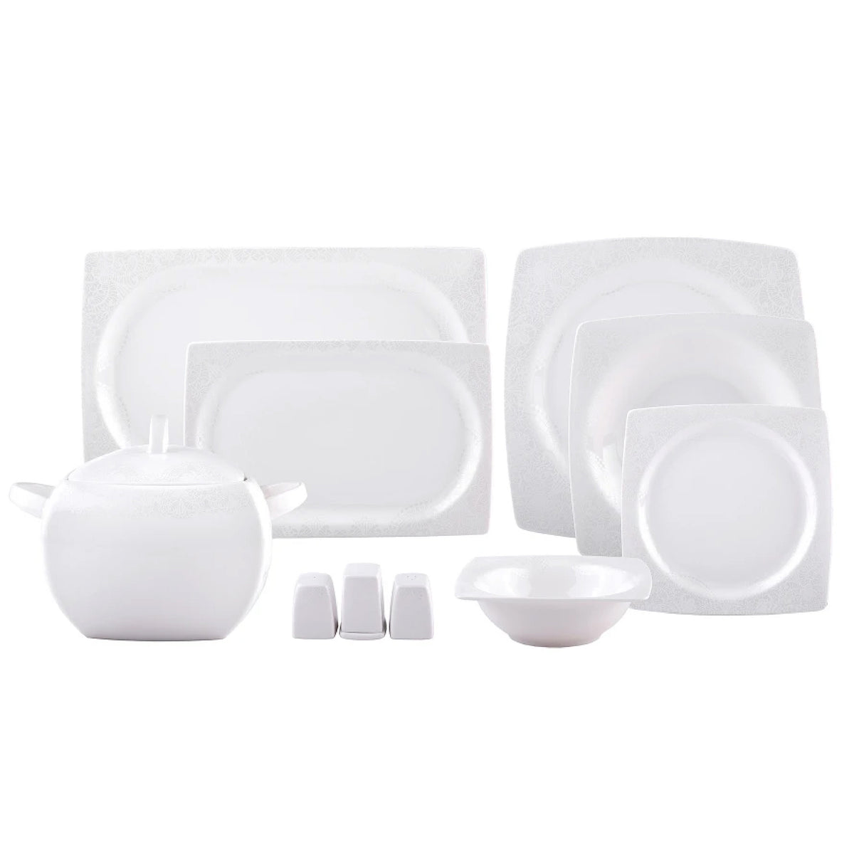 Emsan Fine Bone Meyra 61-Piece 12-Person Square Dinner Set