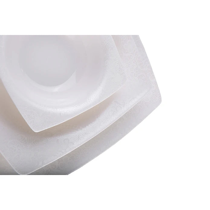 Emsan Fine Bone Meyra 61-Piece 12-Person Square Dinner Set