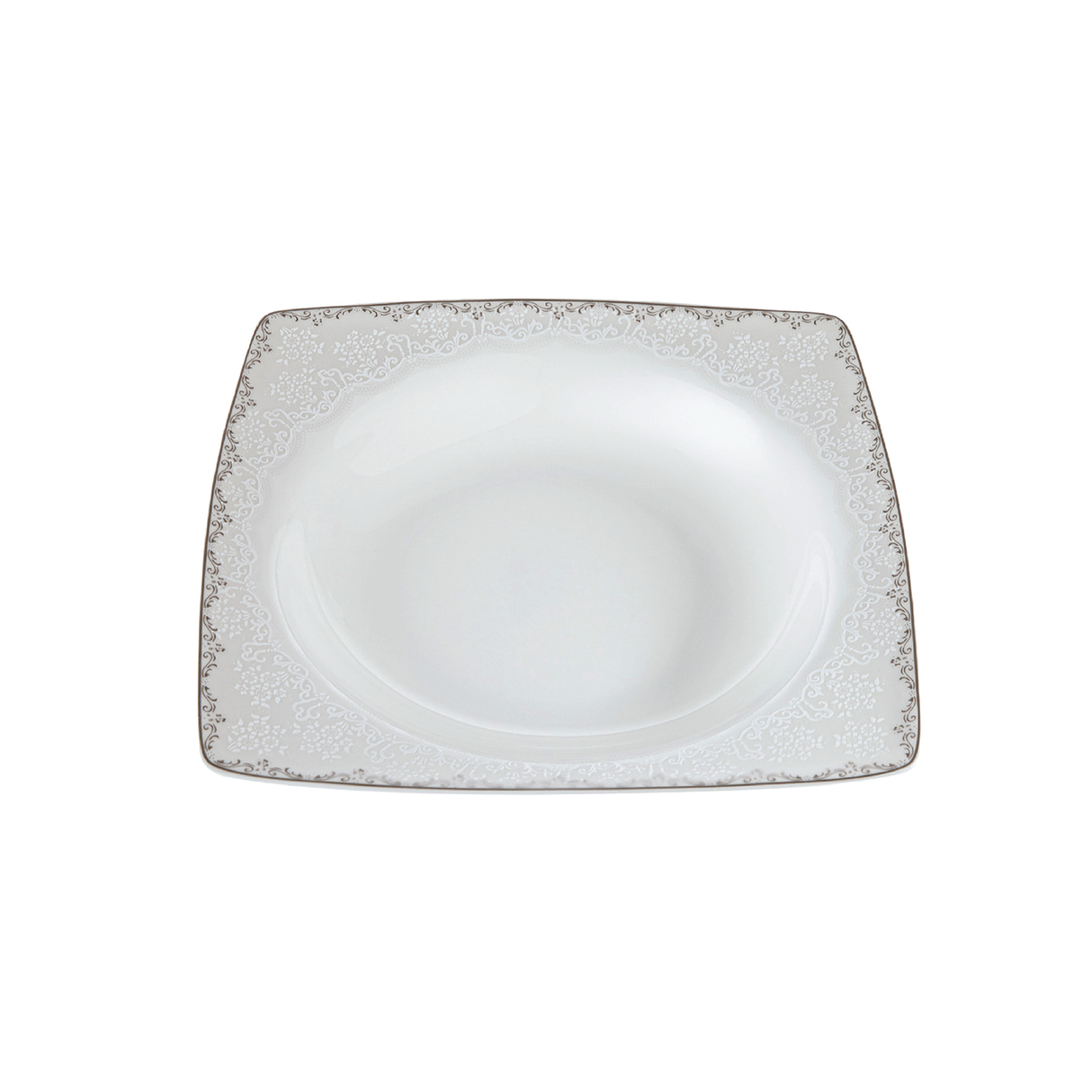 Emsan Fine Bone Yeni Lotus 61-Piece 12-Person Square Dinner Set