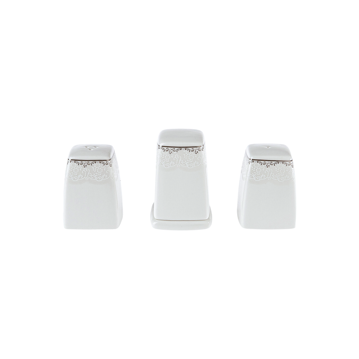 Emsan Fine Bone Yeni Lotus 61-Piece 12-Person Square Dinner Set