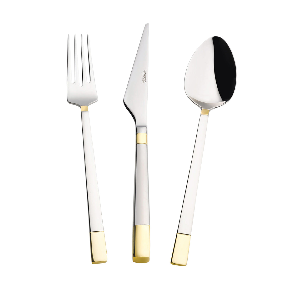 Emsan Elegance Duru Gold 84-Piece Cutlery Set for 12 People with Luxury Box, including forks, spoons, and knives