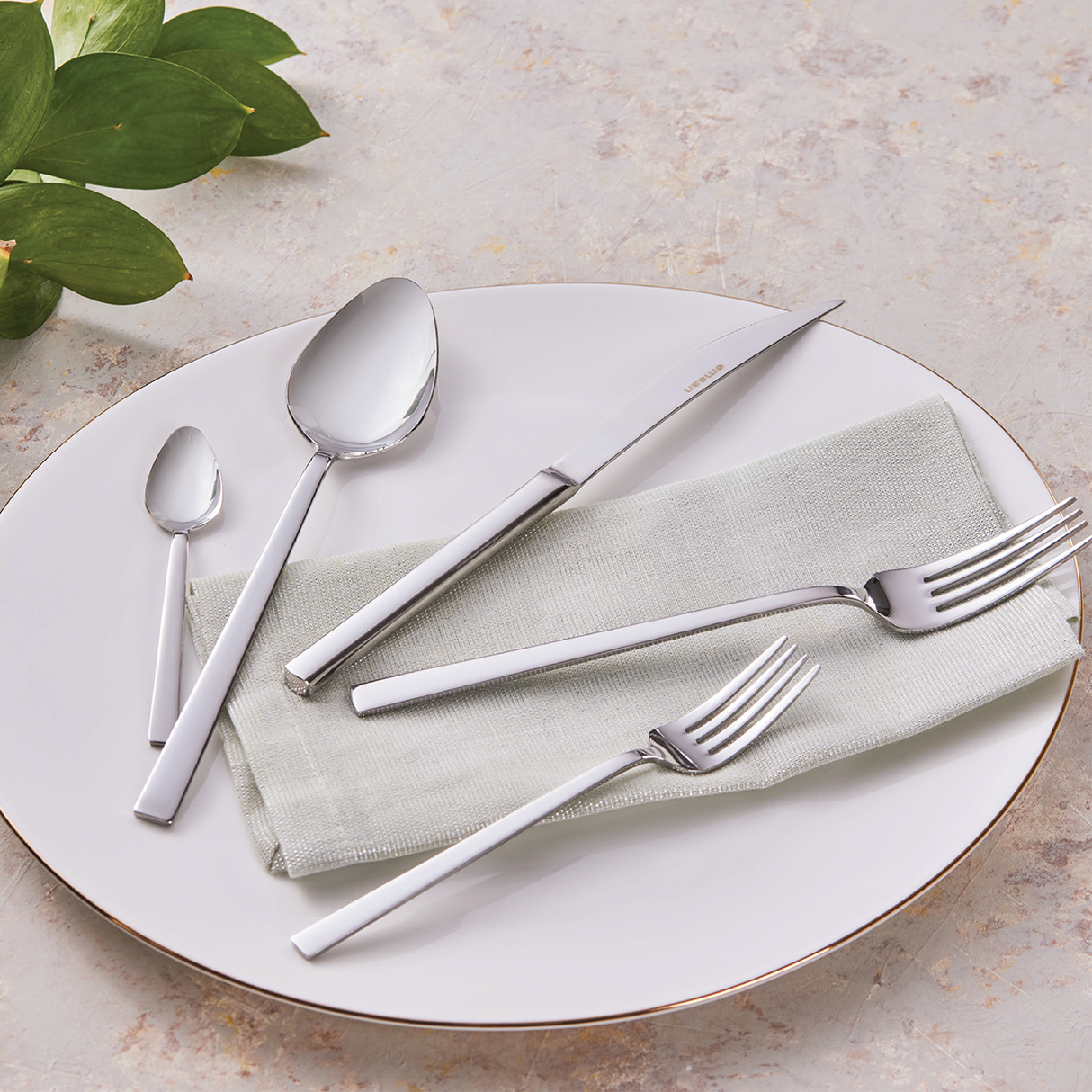 Emsan Talia 60-Piece 12-Person Boxed Fork, Spoon, and Knife Set