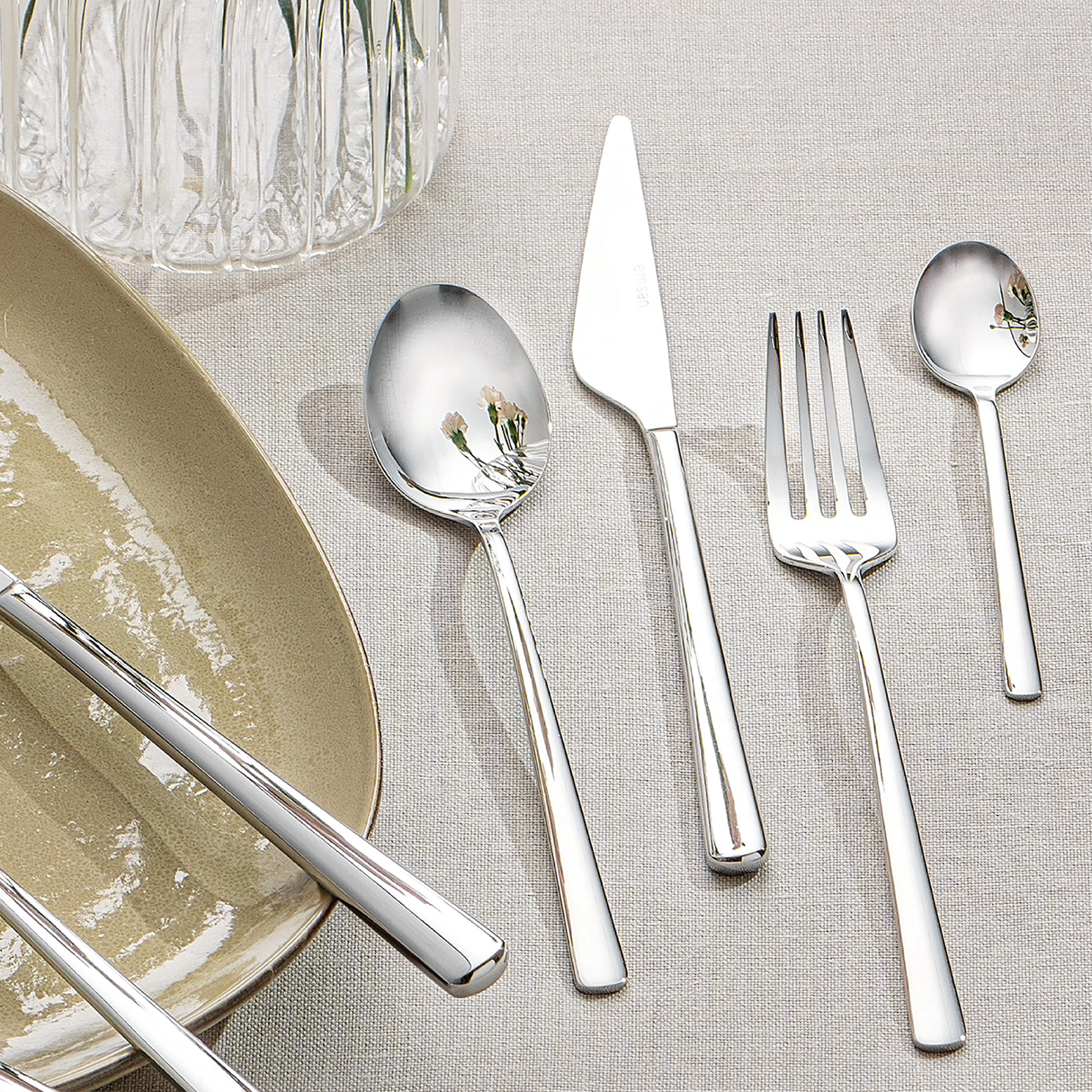 Emsan Ladin 84-Piece 12-Person Fork, Spoon, and Knife Set, Boxed