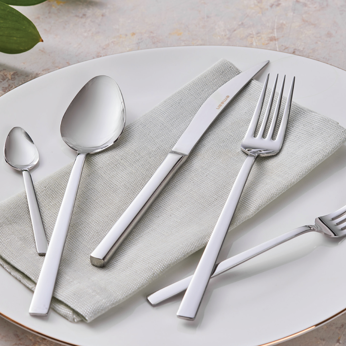 Emsan Talia 60-Piece 12-Person Boxed Fork, Spoon, and Knife Set