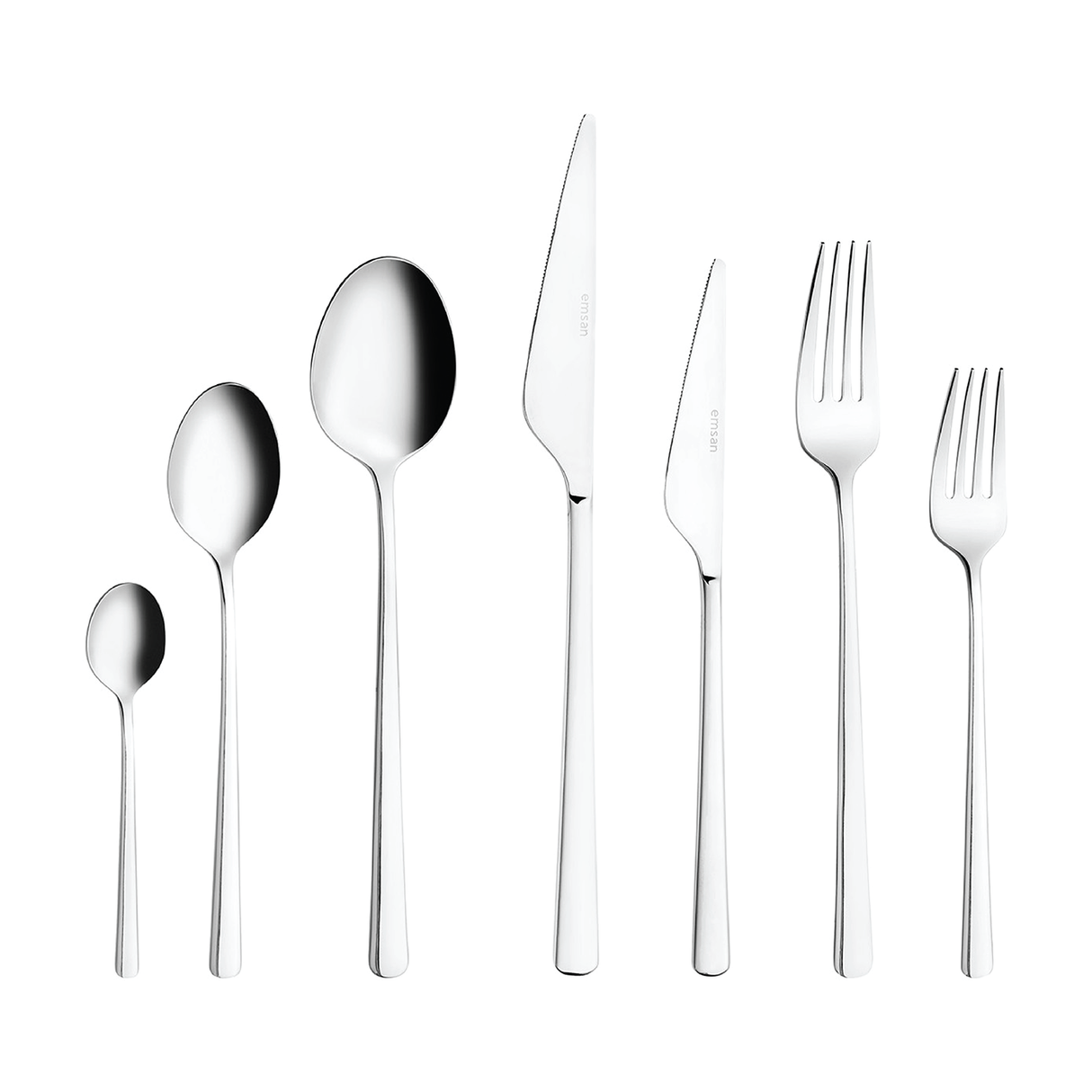 Emsan Ladin 84-Piece 12-Person Fork, Spoon, and Knife Set, Boxed