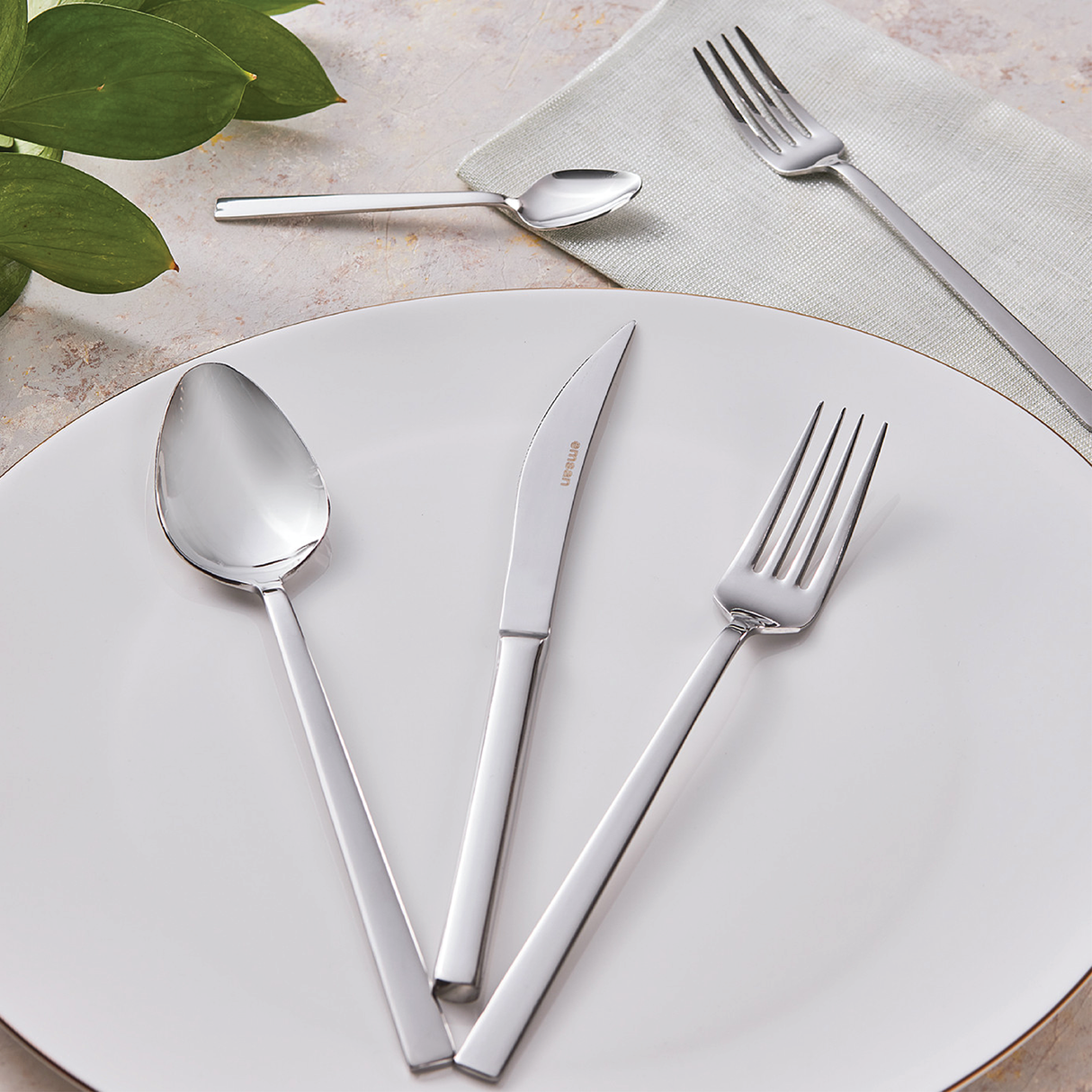 Emsan Talia 60-Piece 12-Person Boxed Fork, Spoon, and Knife Set