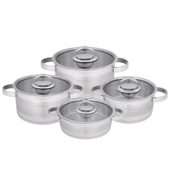 Emsan Karya 8-Piece Induction-Based Stainless Steel Cookware Set