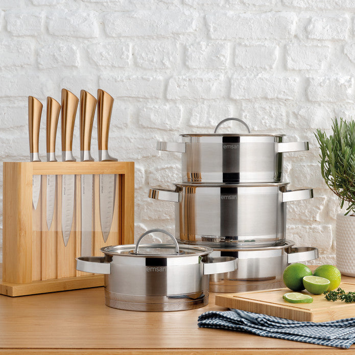 Emsan Karya 8-Piece Induction-Based Stainless Steel Cookware Set