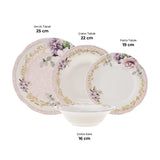 Emsan Flory Stoneware 24 Piece Dinner Set for 6 People