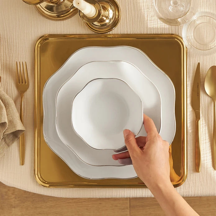 Emsan Lotus Fine Bone 18-Piece Dinner Set for 6 People - Gold