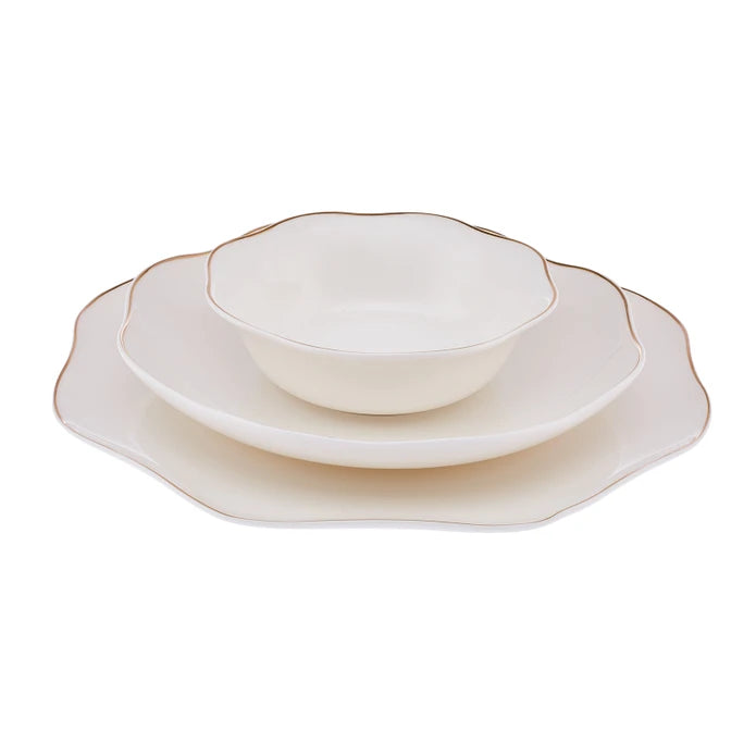 Emsan Lotus Fine Bone 18-Piece Dinner Set for 6 People - Gold
