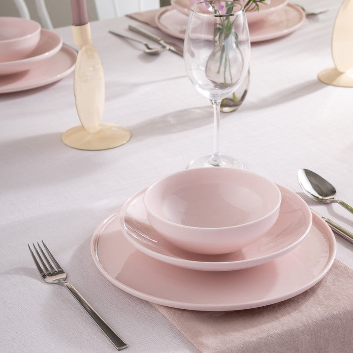Istanbul Porcelain Sara 18-Piece 6-Person Dinner Set Pink