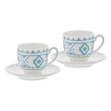 Emsan Ethnic Azur New Bone 2-Person Coffee Cup Set 90 ml Blue
