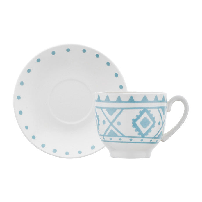 Emsan Ethnic Azur New Bone 2-Person Coffee Cup Set 90 ml Blue