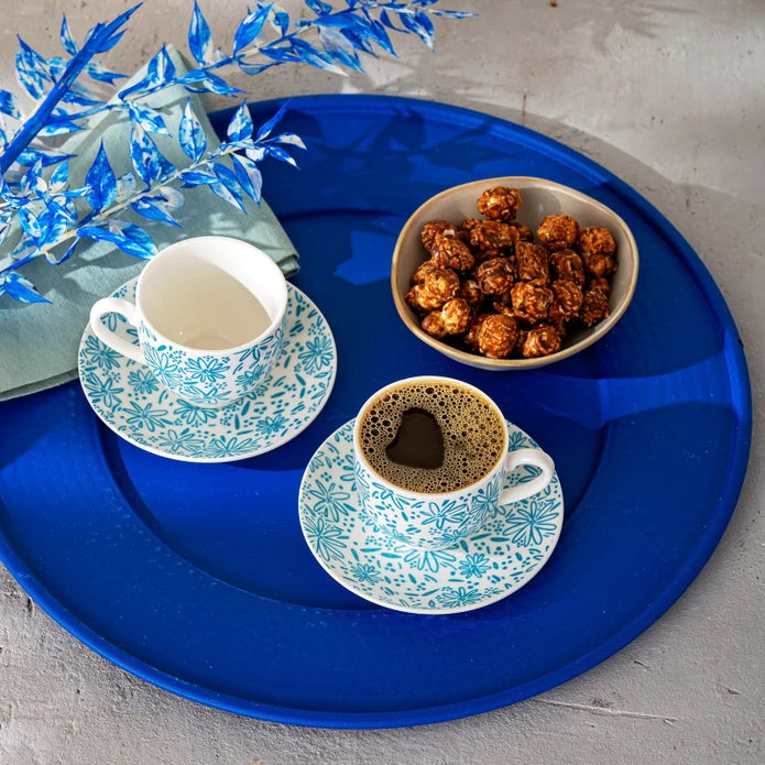 Emsan Deep Azur New Bone 2-Person Coffee Cup Set 90 ml Blue