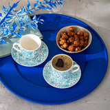 Emsan Deep Azur New Bone 2-Person Coffee Cup Set 90 ml Blue