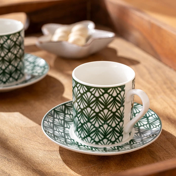 Emsan Overland New Bone 2-Person Coffee Cup Set 90 ml Green