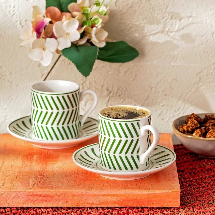 Emsan Albert New Bone 2-Person Coffee Cup Set 90 ml Green