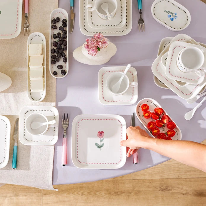 Emsan Viola 30-Piece Porcelain Breakfast Set for 6 People