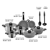 Emsan Experto 14-Piece Nonstick Granite & Stainless Steel Cookware Set