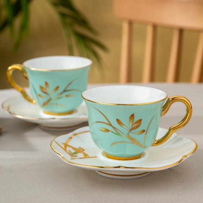 Istanbul Porcelain Berin 2-Person Coffee Cup Set Green 90 ml