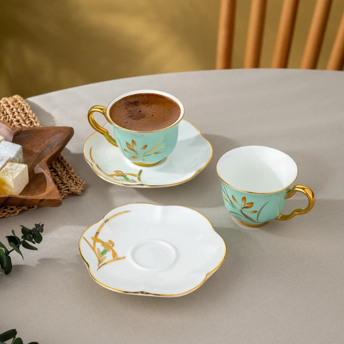 Istanbul Porcelain Berin 2-Person Coffee Cup Set Green 90 ml