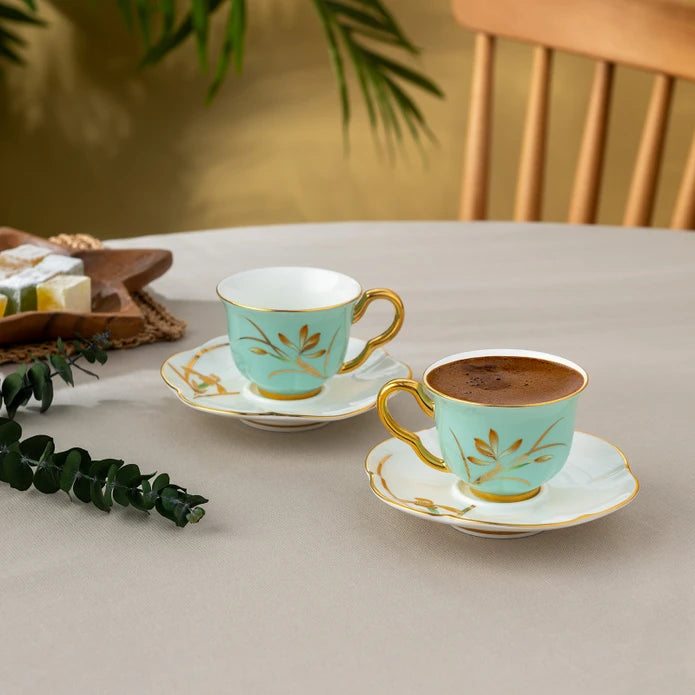 Istanbul Porcelain Berin 2-Person Coffee Cup Set Green 90 ml