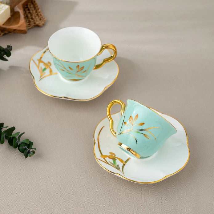 Istanbul Porcelain Berin 2-Person Coffee Cup Set Green 90 ml