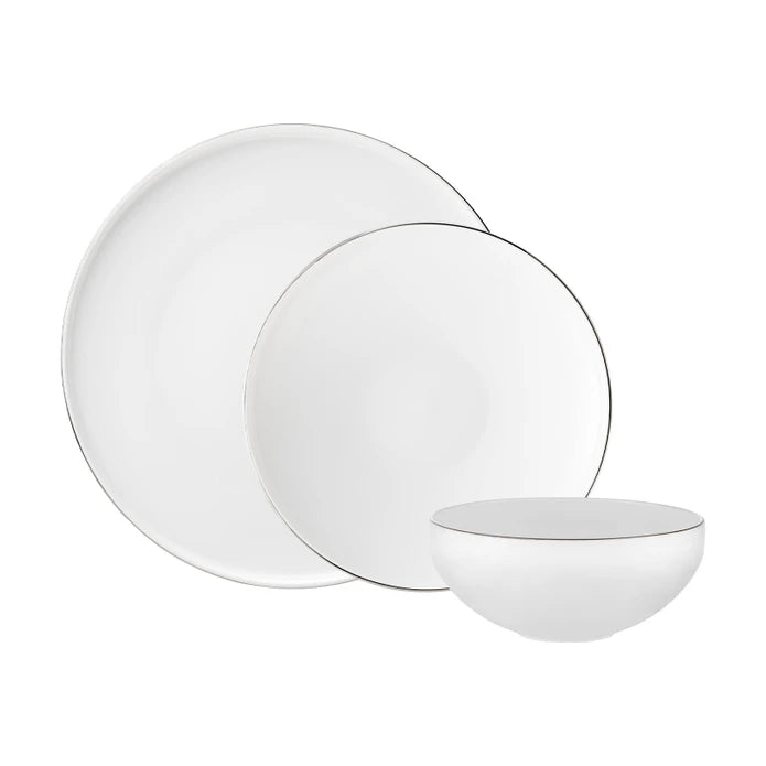 Emsan Fine Bone Freya 18-Piece Round Dinner Set Platinum for 6 People