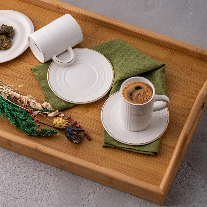 Emsan Ekose Pattern Double Coffee Cup 150 cc Gold