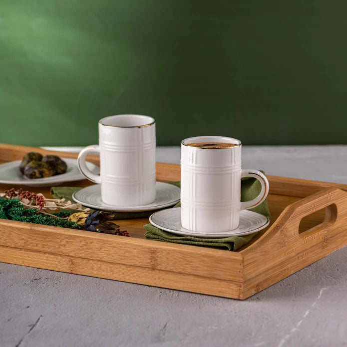 Emsan Ekose Pattern Double Coffee Cup 150 cc Gold