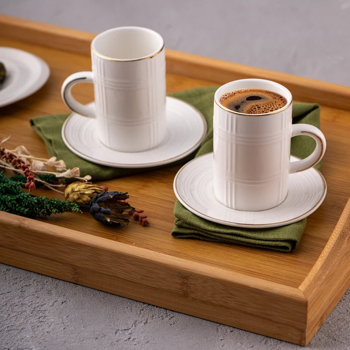 Emsan Ekose Pattern Double Coffee Cup 150 cc Gold