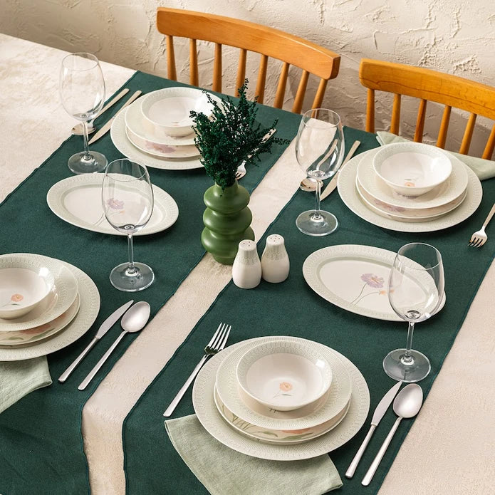 Emsan New Bone Poppy 28-Piece Round Dinner Set for 6 People