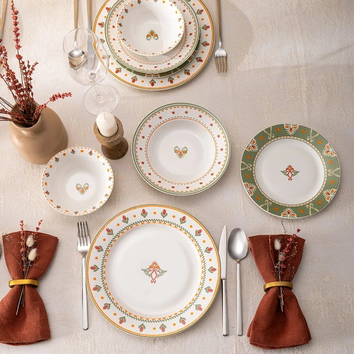 Emsan New Bone Ethnic 24-Piece Round Dinner Set for 6 People