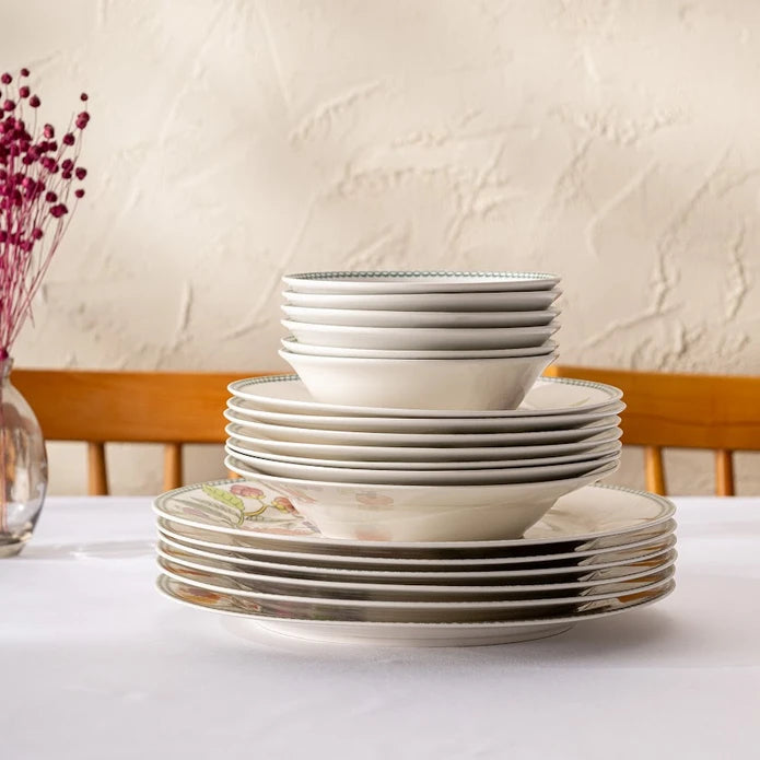 Emsan New Bone Leila 18 Piece Round Dinner Set for 6 People