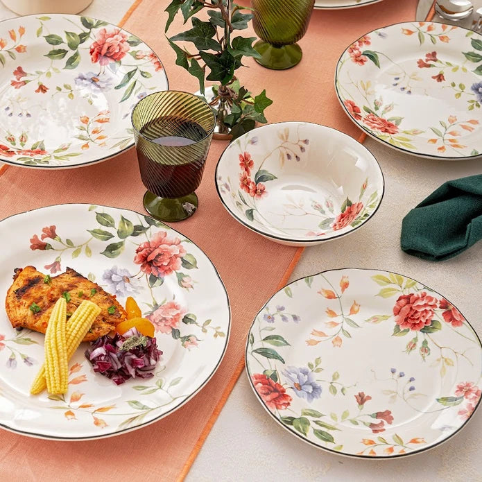 Istanbul Porcelain Heybeli 24-Piece Dinner Set for 6 People