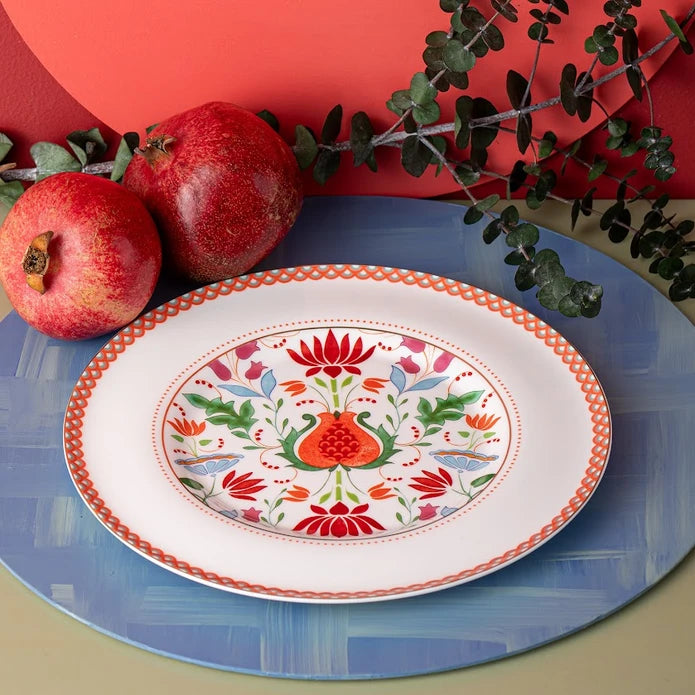 Istanbul Porcelain Nar Fine Bone Serving Plate Red – 27 cm