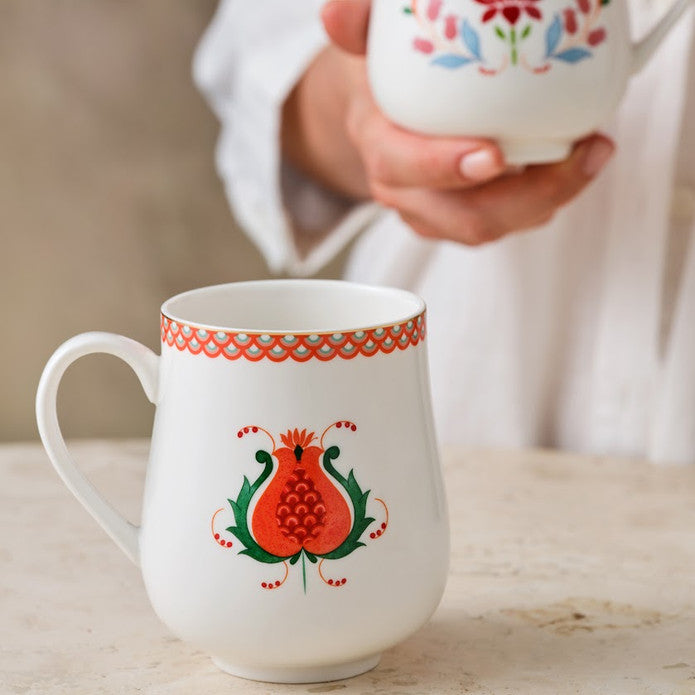 Istanbul Porcelain Nar New Bone Mug Green 250 ml