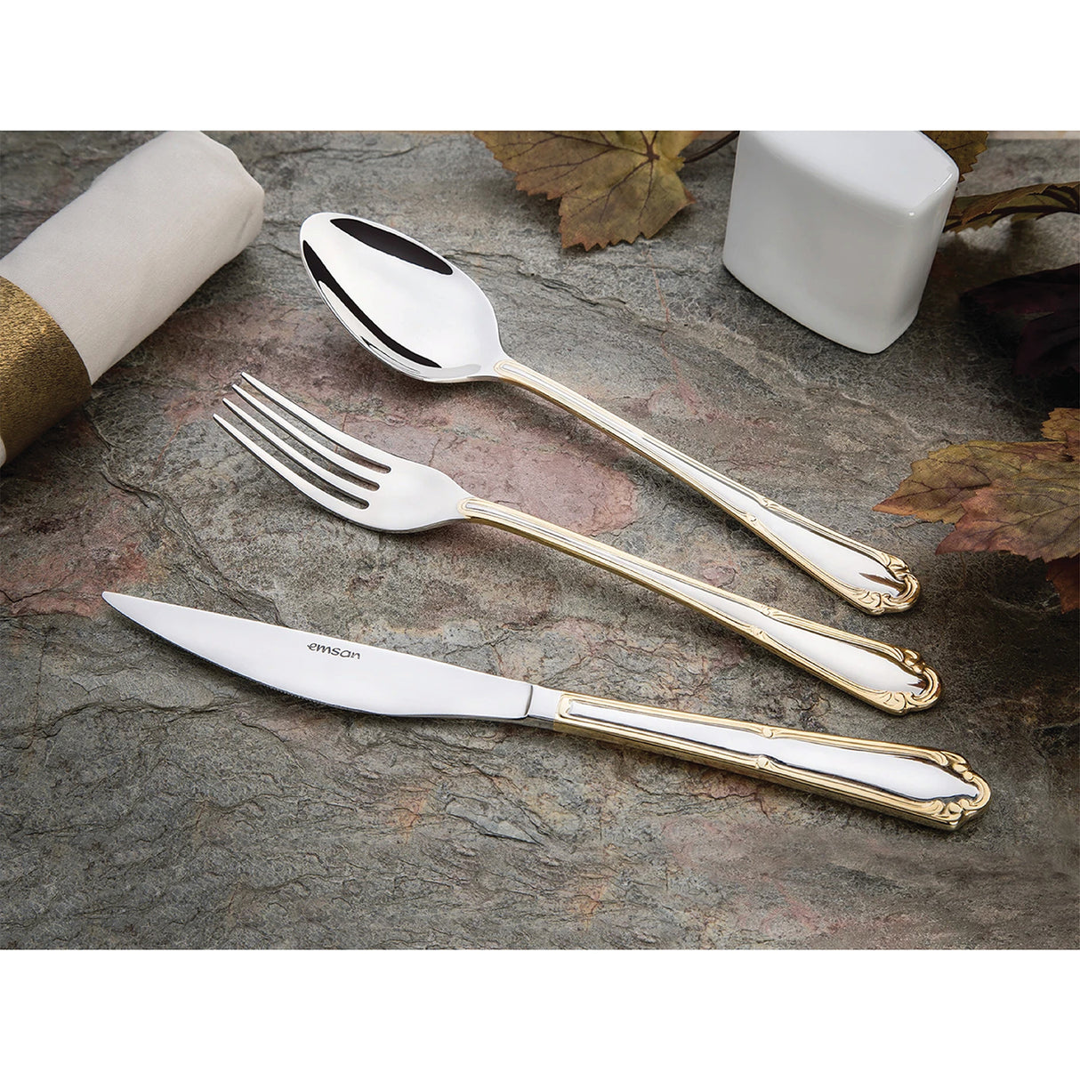 Emsan Alya 84-Piece Cutlery Set for 12 People with Luxury Box
(includes forks, spoons, and knives)