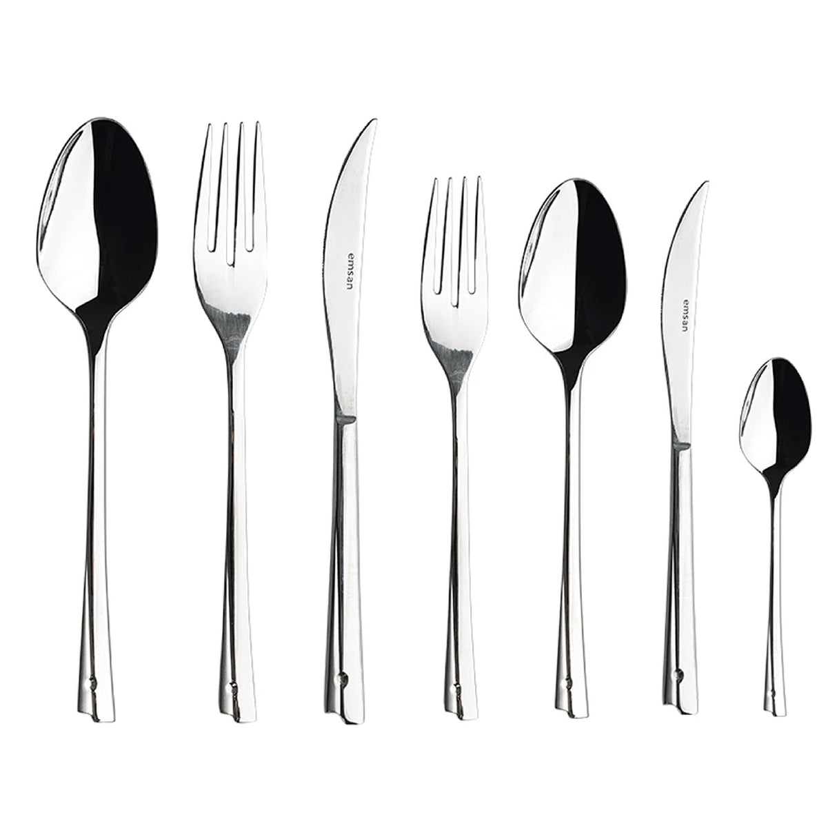 Emsan Accura 84-Piece 12-Person Fork, Spoon, and Knife Set