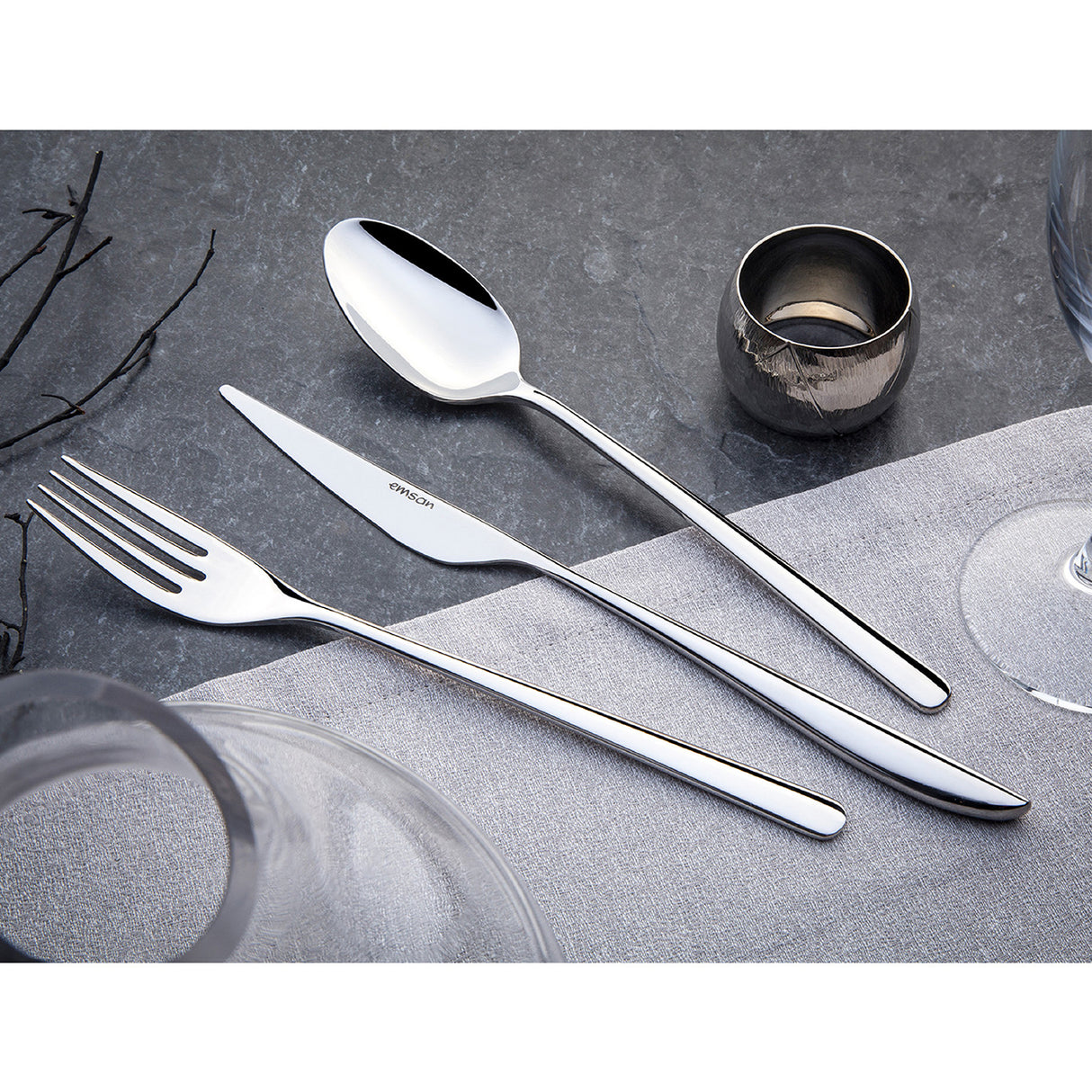 Emsan Elegance Bello 84-Piece Cutlery Set for 12 People – Luxury Boxed