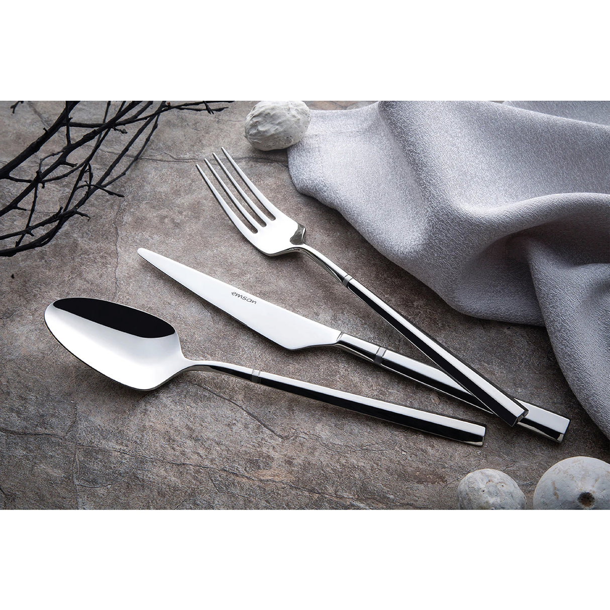 Emsan Premium Penta 84-Piece Cutlery Set for 12 People – Luxury Boxed