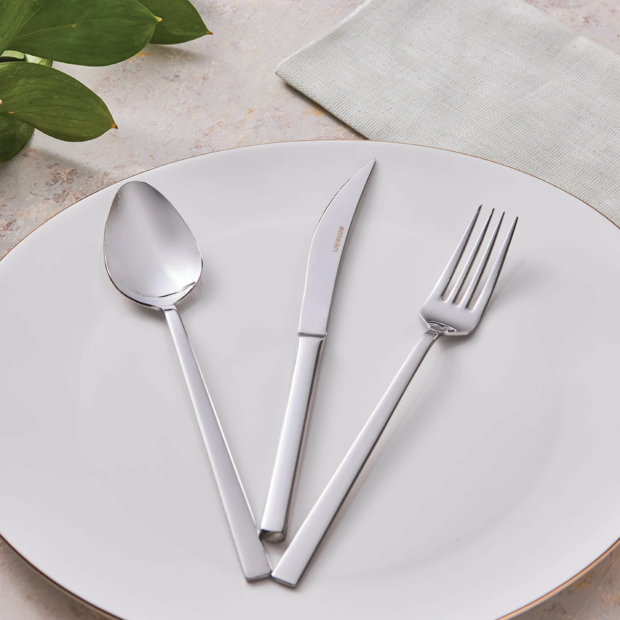 Emsan Talia 60-Piece 12-Person Boxed Fork, Spoon, and Knife Set