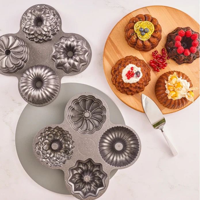 Emsan Griss One Four 4-Piece Cast Cake Mold Set Gray