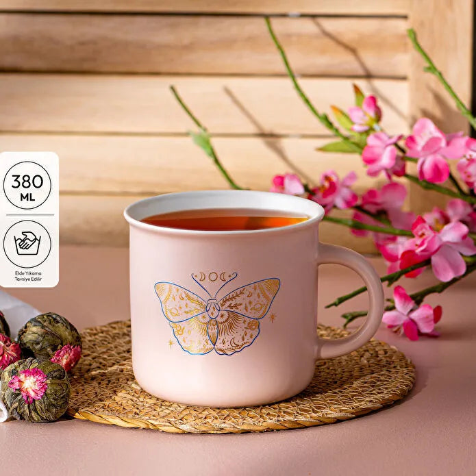 Emsan Butterfly Mug, Pink Patterned